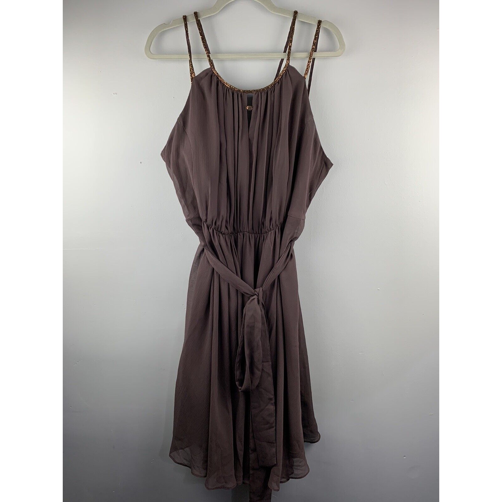 Davids Bridal Bridesmaid Dress Womens 18 Brown Fall Formal Sleeveless